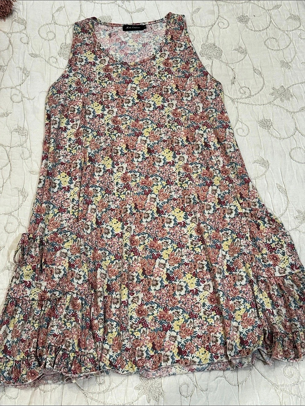 Large wm’s Floral sundress Pink, yellow & Blue with pockets, 100% cotton